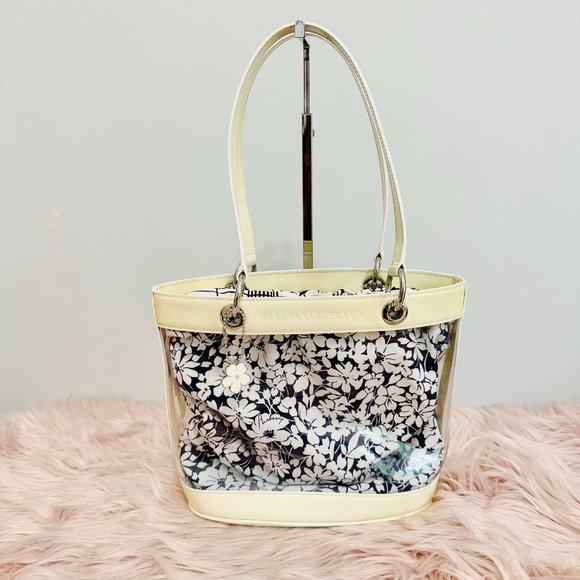 AUTHENTIC BURBERRY FLORAL VINYL AND PATENT LEATHER SHOULDER BAG VINTAGE - Picture 2 of 13